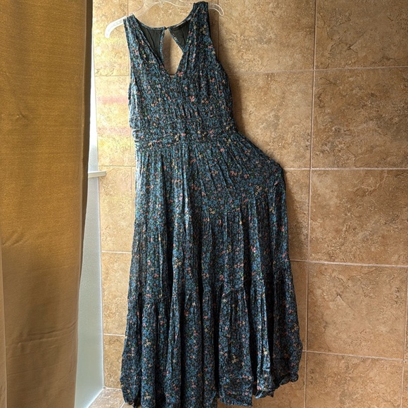 Anthropologie Blue Floral Maxi Dress - Picture 2 of 16